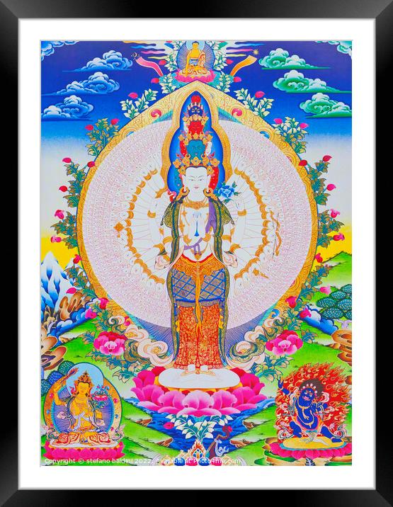 Image depicting the thousand arms Avalokiteshvara, the eleven he Framed Mounted Print by stefano baldini