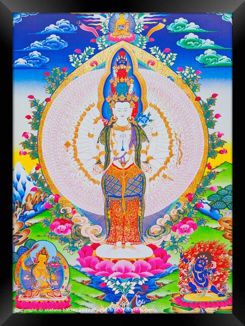 Image depicting the thousand arms Avalokiteshvara, the eleven he Framed Print by stefano baldini