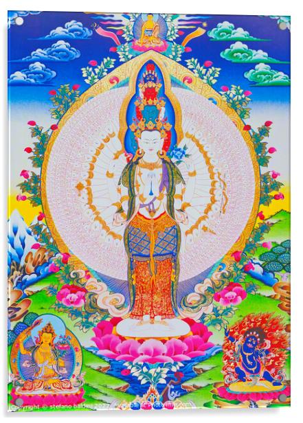 Image depicting the thousand arms Avalokiteshvara, the eleven he Acrylic by stefano baldini