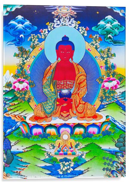 Image depicting Amitabha Buddha seated on a lotus, Nepal Acrylic by stefano baldini