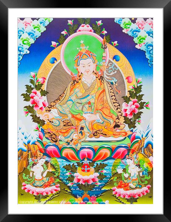 Image depicting Padmasambhava or guru Rimpoche, the deified apos Framed Mounted Print by stefano baldini