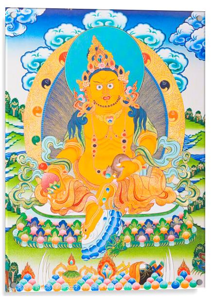 Image depicting Dzambhala, the yellow Dzambhala is the manifesta Acrylic by stefano baldini