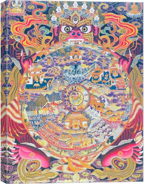 Image depicting the Wheel of life, depicting the Kalachakra or d Canvas Print by stefano baldini