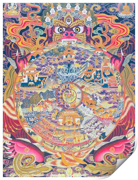 Image depicting the Wheel of life, depicting the Kalachakra or d Print by stefano baldini