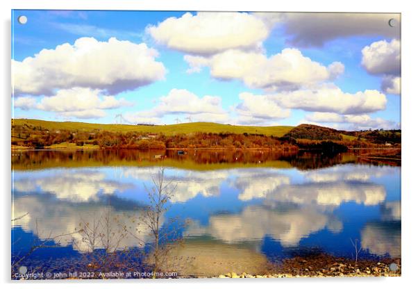 Reflections at Carsington water, Derbyshire. Acrylic by john hill