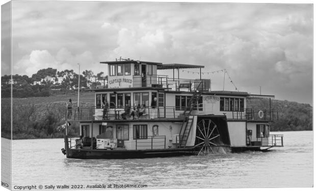 Old-fashioned Paddle Steamer on the Murray Darling Canvas Print by Sally Wallis
