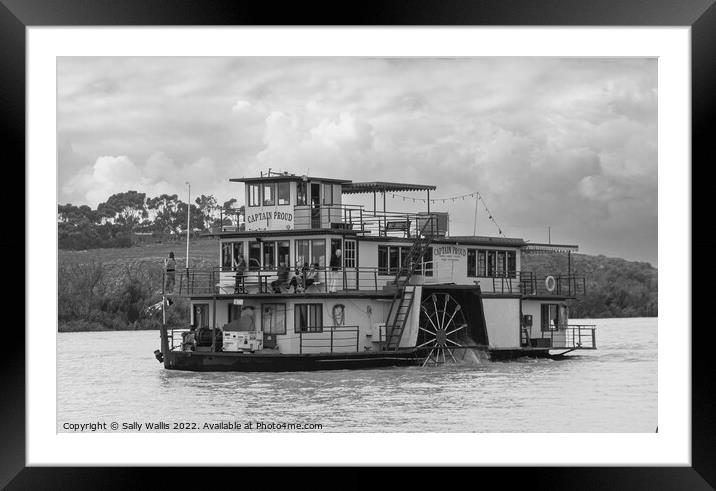 Old-fashioned Paddle Steamer on the Murray Darling Framed Mounted Print by Sally Wallis
