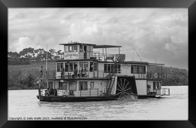 Old-fashioned Paddle Steamer on the Murray Darling Framed Print by Sally Wallis