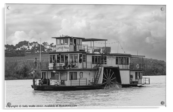 Old-fashioned Paddle Steamer on the Murray Darling Acrylic by Sally Wallis