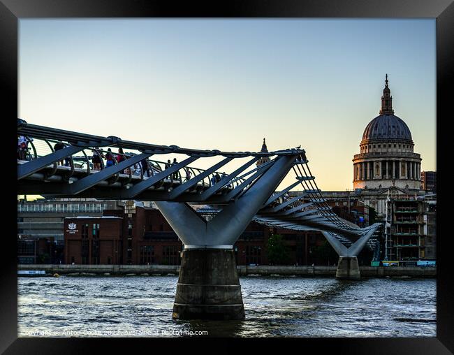 Millennium Bridge & St Pauls Cathedral Framed Print by Anton Cooke