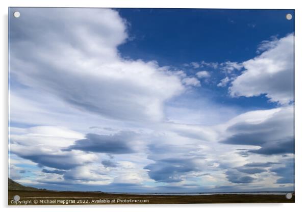 Spectacular UFO clouds in the sky over Iceland - Altocumulus Len Acrylic by Michael Piepgras