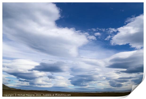 Spectacular UFO clouds in the sky over Iceland - Altocumulus Len Print by Michael Piepgras
