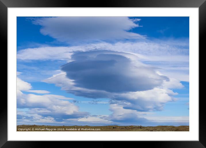 Spectacular UFO clouds in the sky over Iceland - Altocumulus Len Framed Mounted Print by Michael Piepgras