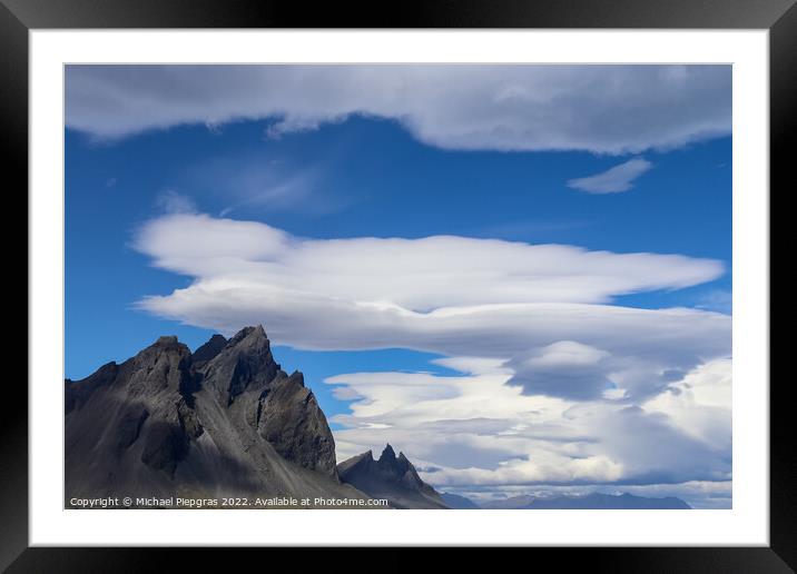 Spectacular UFO clouds in the sky over Iceland - Altocumulus Len Framed Mounted Print by Michael Piepgras