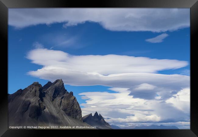 Spectacular UFO clouds in the sky over Iceland - Altocumulus Len Framed Print by Michael Piepgras