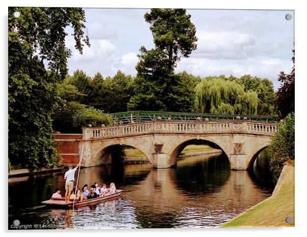 Clare bridge Cambridge  Acrylic by Les Schofield