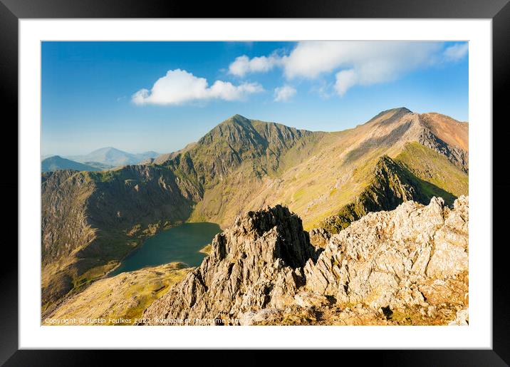 Snowdon, from Crib Goch, Snowdonia National Park, Wales Framed Mounted Print by Justin Foulkes