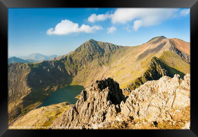 Snowdon, from Crib Goch, Snowdonia National Park, Wales Framed Print by Justin Foulkes