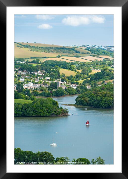 Stoke Gabriel village on the River Dart, South Dev Framed Mounted Print by Justin Foulkes