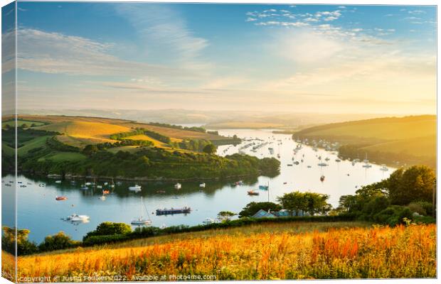 Salcombe-Kingsbridge Estuary from East Portlemouth Canvas Print by Justin Foulkes
