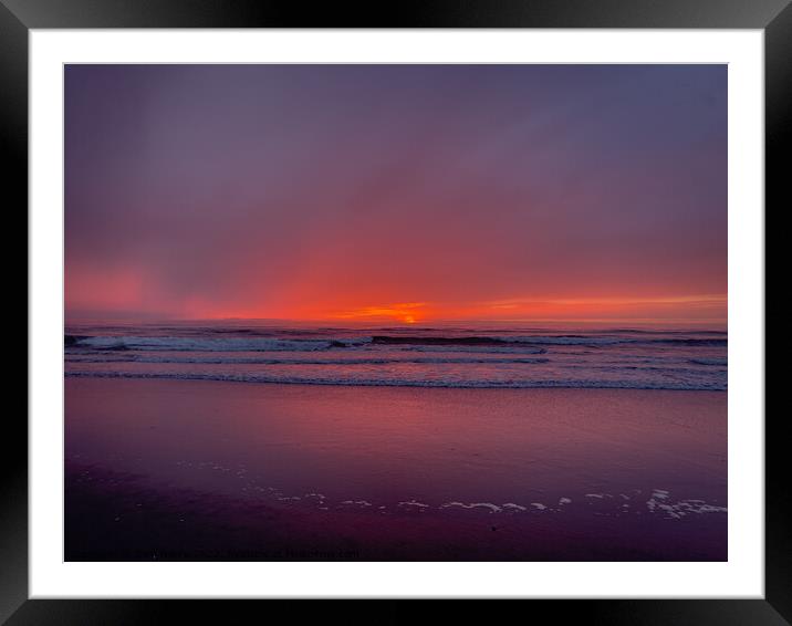 A foggy beach sunset Framed Mounted Print by Sam Norris