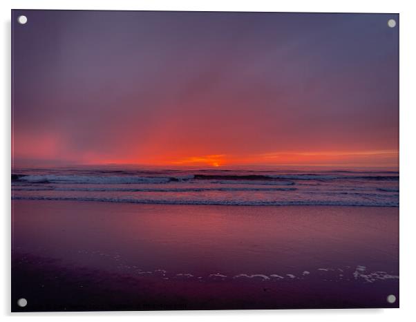 A foggy beach sunset Acrylic by Sam Norris