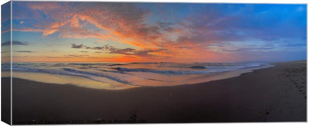Beach sunset panorama Canvas Print by Sam Norris