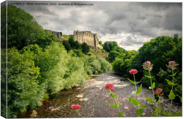 Richmond Castle Above River Swale Canvas Print by Alison Chambers