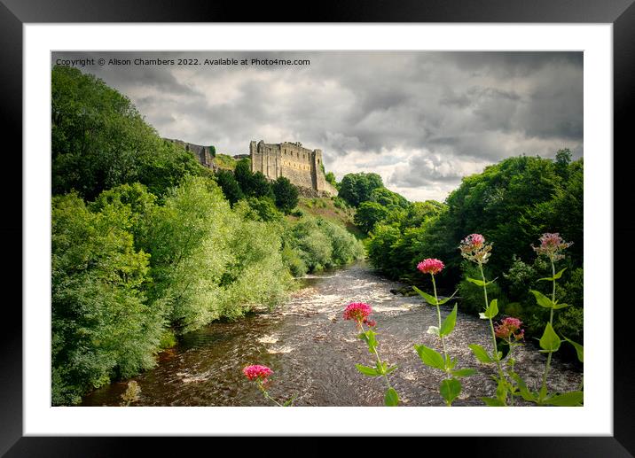 Richmond Castle Above River Swale Framed Mounted Print by Alison Chambers