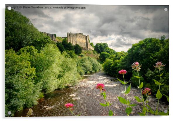 Richmond Castle Above River Swale Acrylic by Alison Chambers