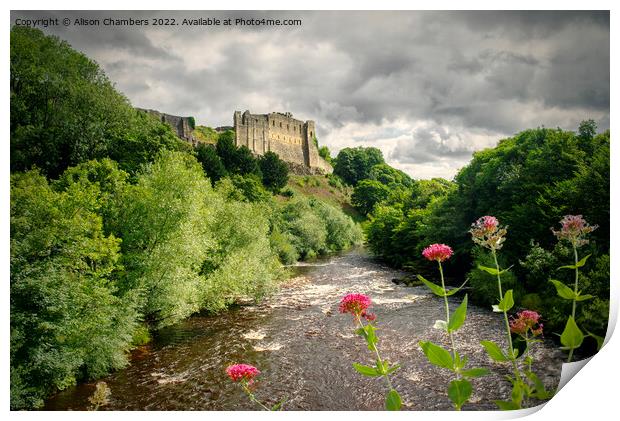 Richmond Castle Above River Swale Print by Alison Chambers