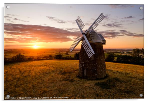 Tysoe Windmill Sunset Acrylic by Nigel Wilkins