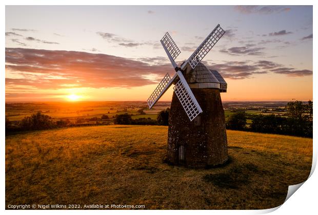 Tysoe Windmill Sunset Print by Nigel Wilkins