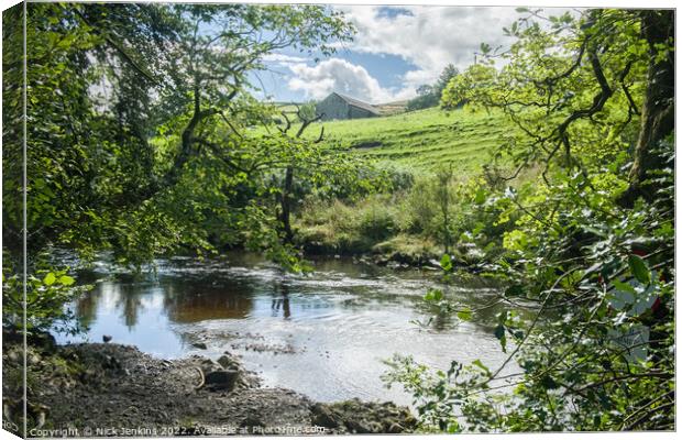 The River Rawthey Sedbergh and Dales Barn  Canvas Print by Nick Jenkins