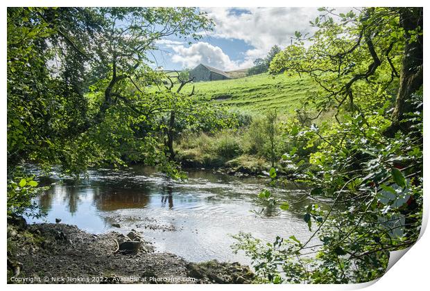 The River Rawthey Sedbergh and Dales Barn  Print by Nick Jenkins