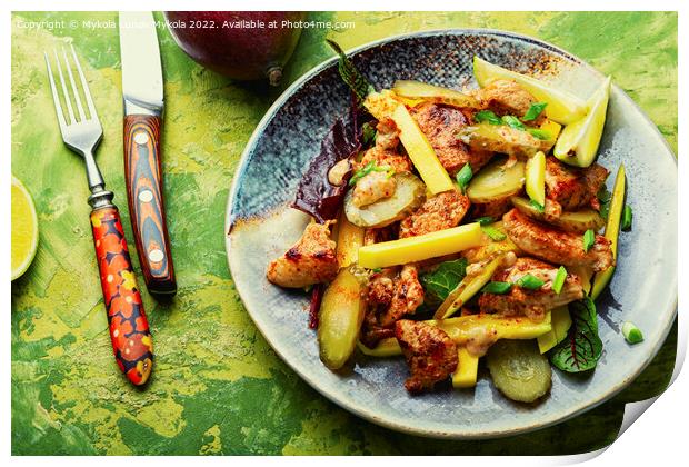 Delicious chicken breast and mango salad Print by Mykola Lunov Mykola