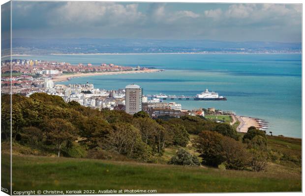 View over Eastbourne from Beachy Head Canvas Print by Christine Kerioak