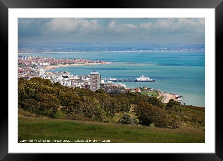 View over Eastbourne from Beachy Head Framed Mounted Print by Christine Kerioak