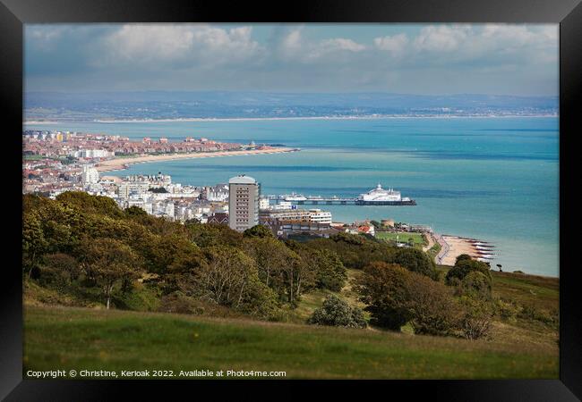 View over Eastbourne from Beachy Head Framed Print by Christine Kerioak