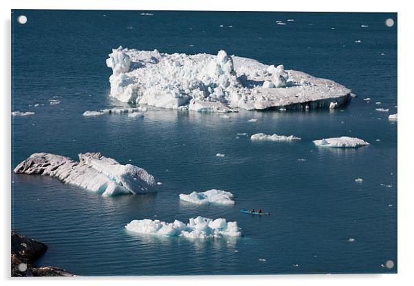 Columbia Glacier iceberg and kayak Acrylic by Gail Johnson