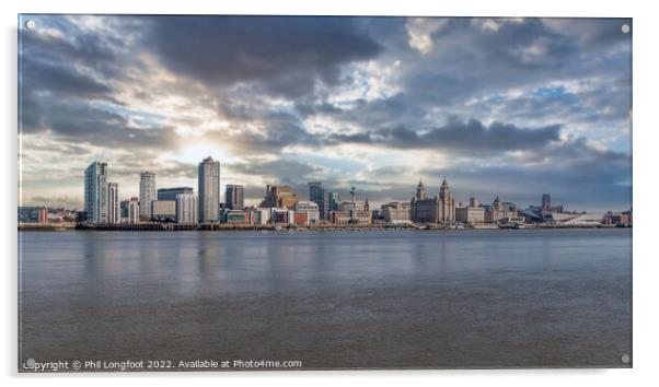 Liverpool Waterfront Sunrise Acrylic by Phil Longfoot