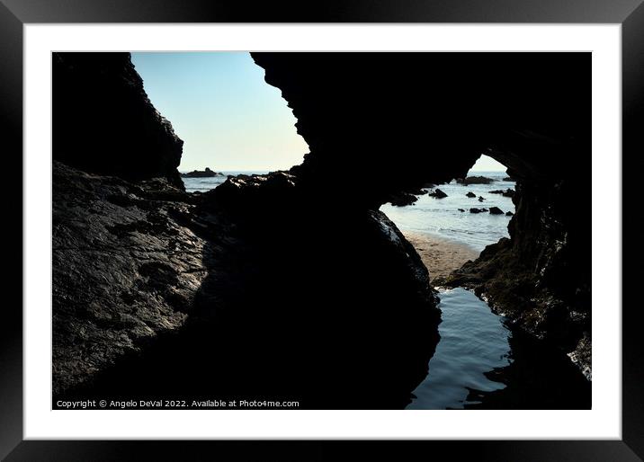 Nossa Senhora Beach Cave Shapes Framed Mounted Print by Angelo DeVal