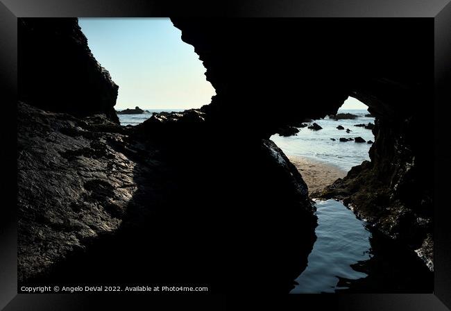 Nossa Senhora Beach Cave Shapes Framed Print by Angelo DeVal