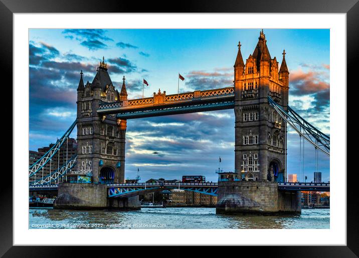 Tower Bridge at sunset Framed Mounted Print by Phil Longfoot