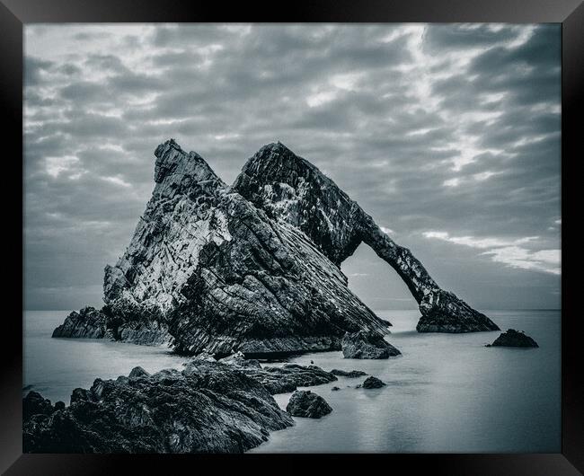 Majestic Sunrise at Bow Fiddle Rock Framed Print by DAVID FRANCIS