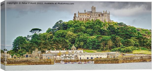 St Michaels Mount Harbour And Castle Canvas Print by Peter F Hunt