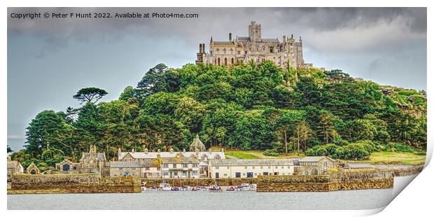 St Michaels Mount Harbour And Castle Print by Peter F Hunt
