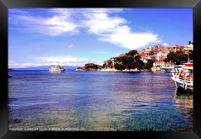 Old port at Skiathos Town, Greece. Framed Print by john hill
