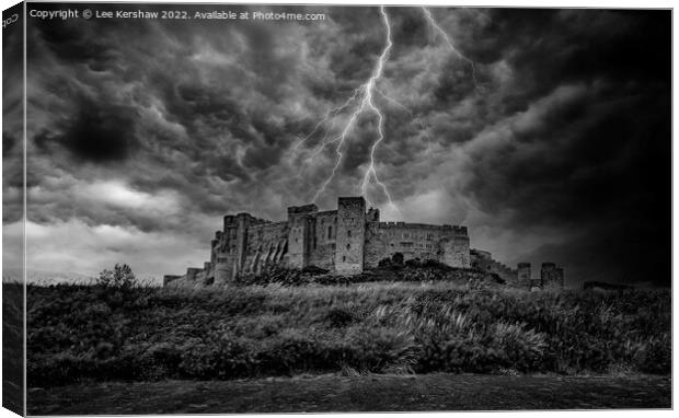 The Electrifying Power of Bamburgh Castle Canvas Print by Lee Kershaw