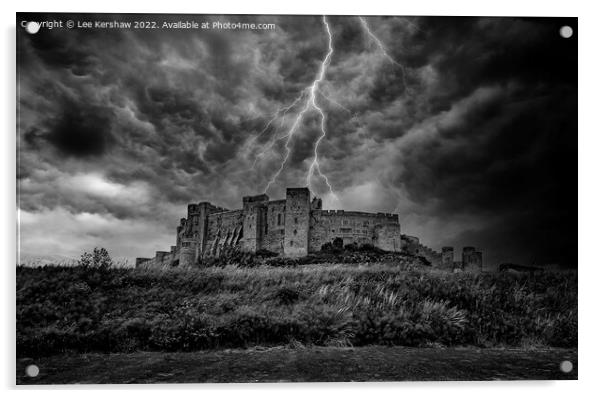 The Electrifying Power of Bamburgh Castle Acrylic by Lee Kershaw